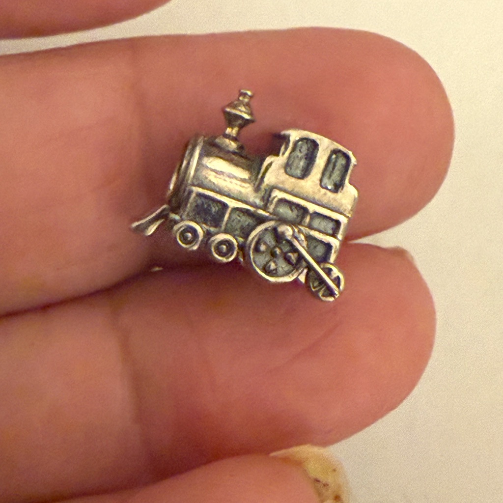 Silver Train Brooch Pin